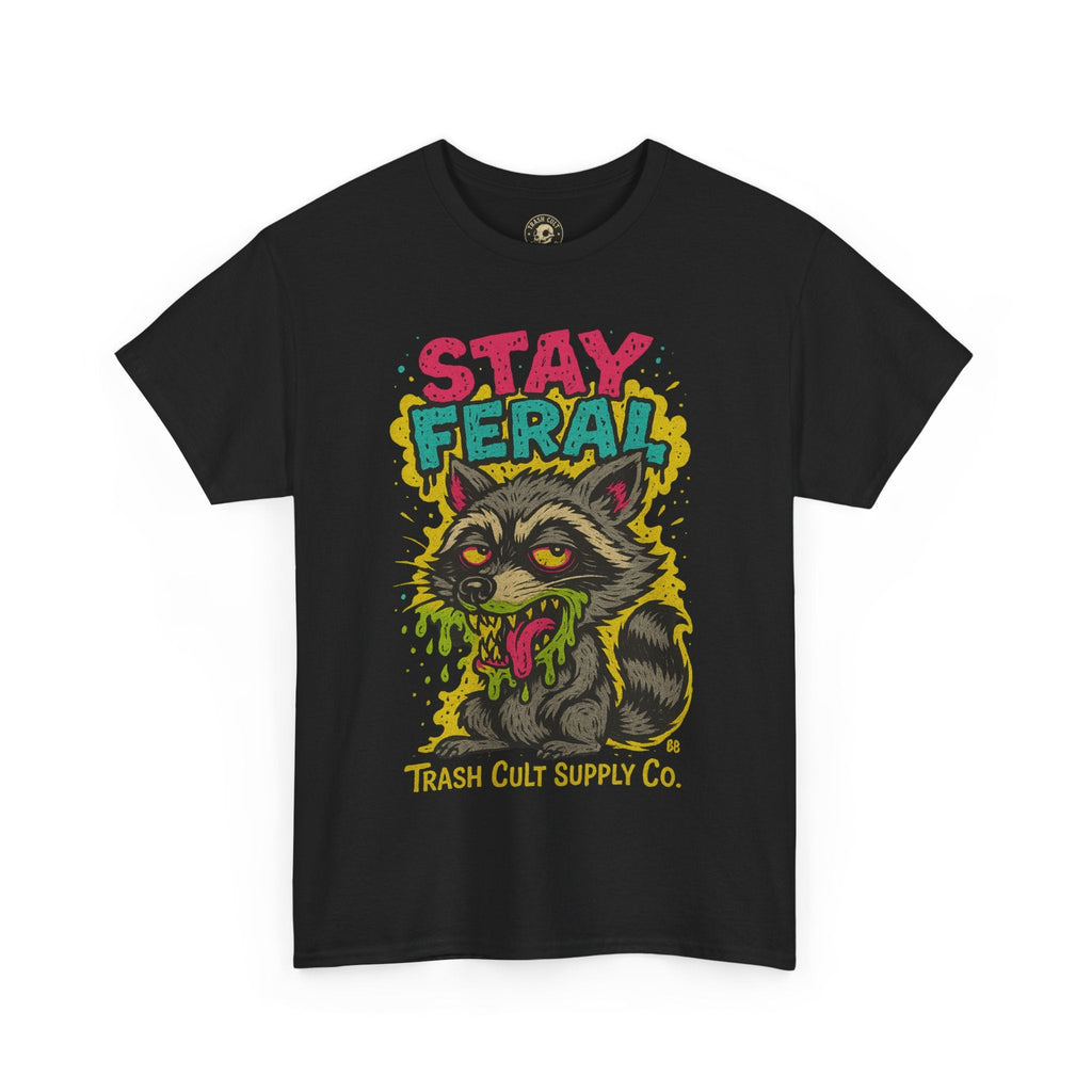 Stay Feral Raccoon Lowbrow Tee – Trash Cult Supply Co. | Gildan 5000