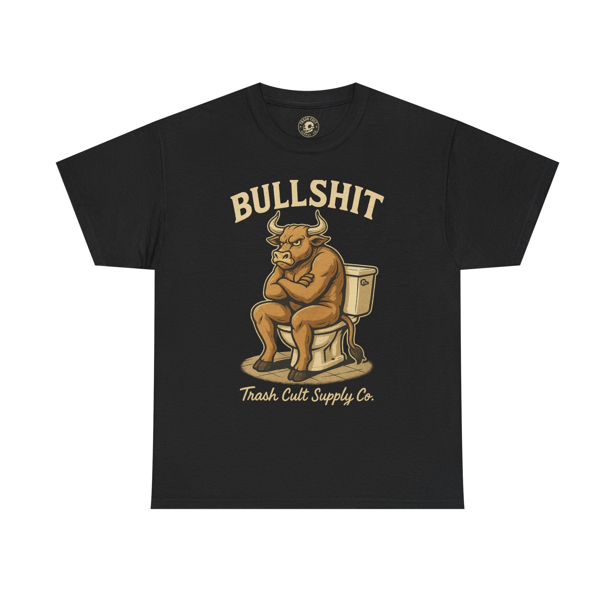 “BULLSHIT” Angry Bull Toilet Tee – Trash Cult Supply Co. | Gildan 5000 T-Shirt