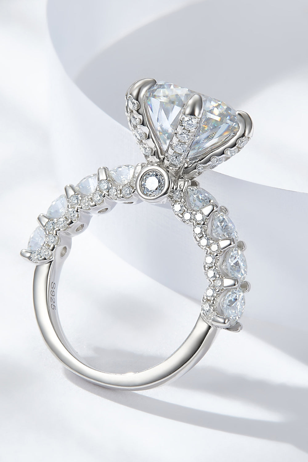 3-Carat Lab-grown Diamond Platinum-Plated Side Stone Ring