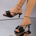 Bow Rhinestone Open-Toe Heels