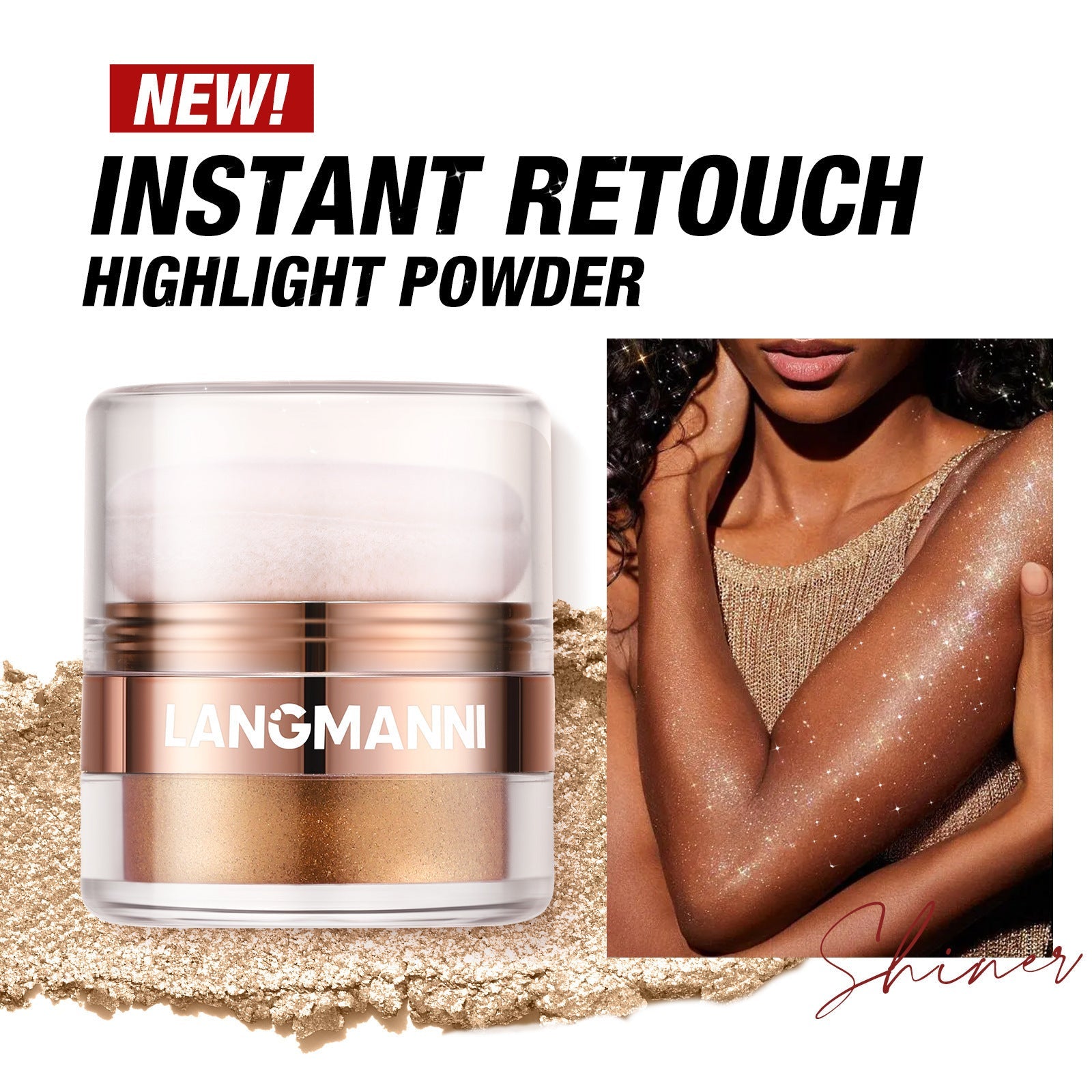Highlight Face Powder Pat Face Body Blush Shading Powder