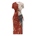 MUNSIEUR Women's Slit Sheath Dress 4th of July Collection