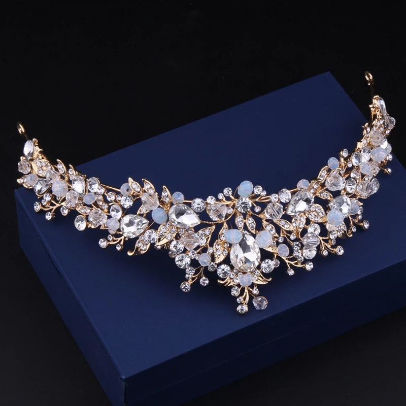 Silver & Light Blue Princess Tiara – Queen Headdress for Bridal or Cosplay