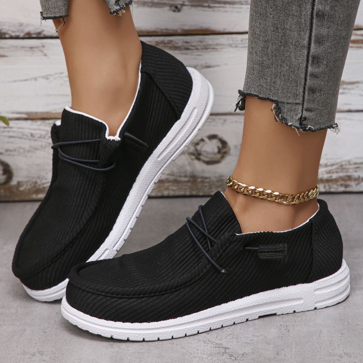 Round Toe Canvas Flats Boots