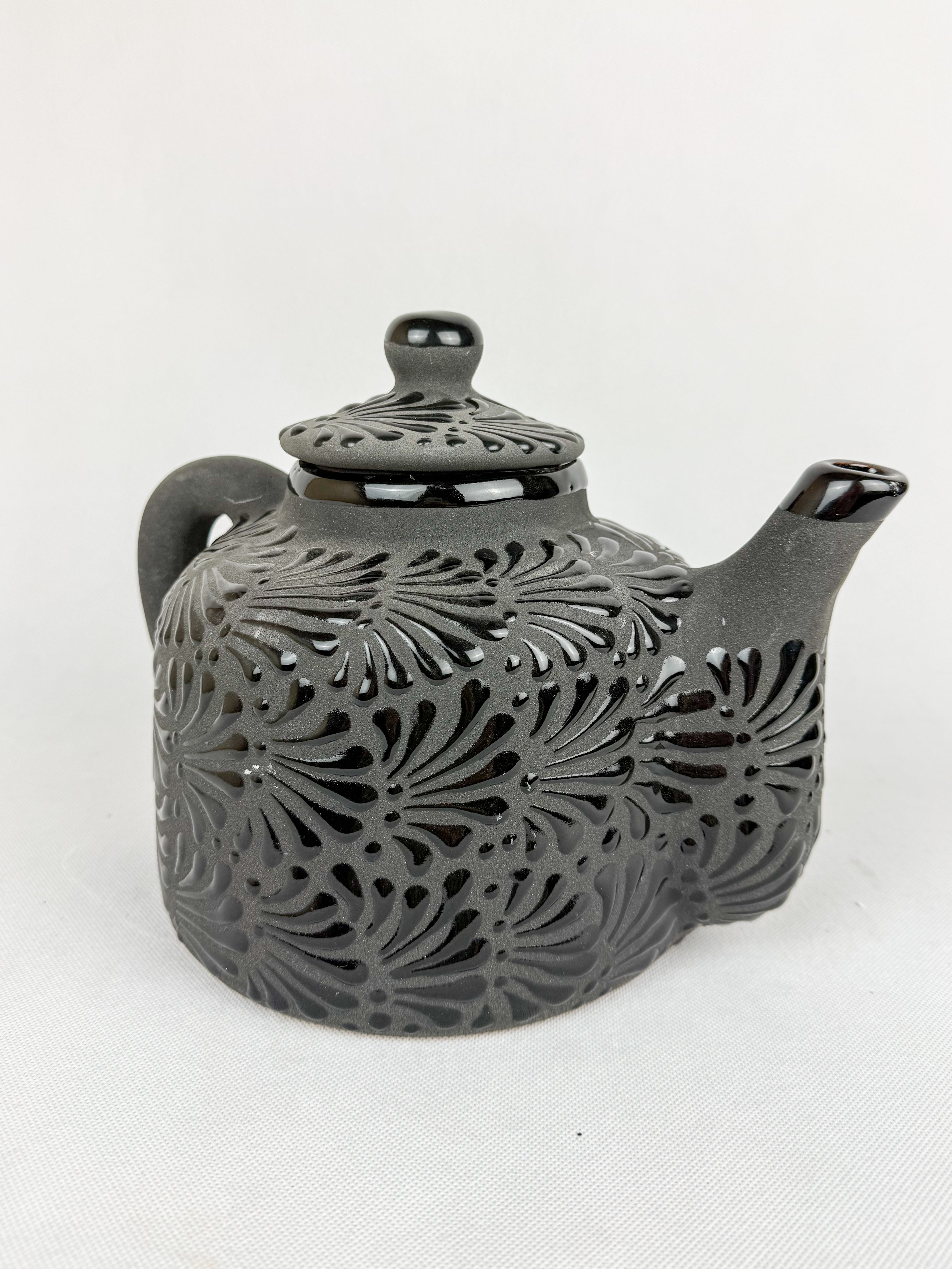 Mexican Black Talavera Style Tea Set Set 6pc - Juego de Te
