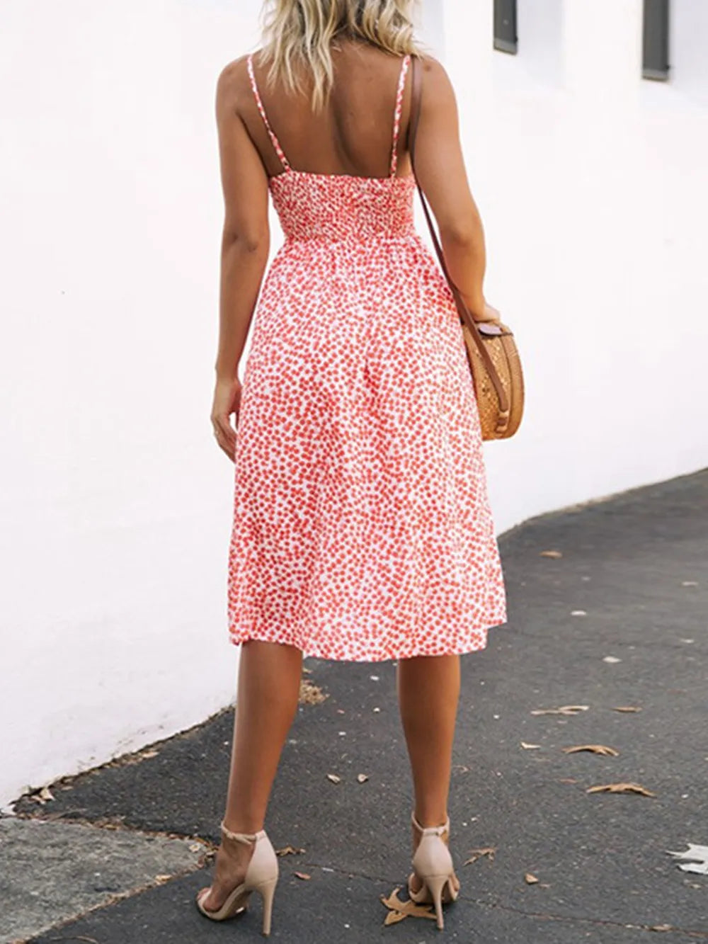 Cutout Smocked Neck Cami Dress