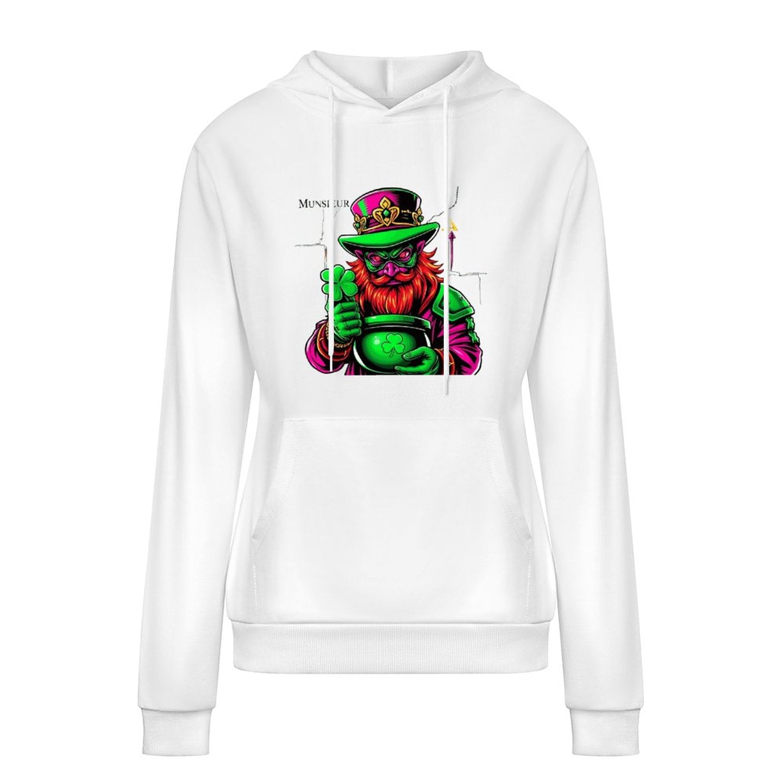St. Patrick's Day Collection Munsieur Cotton Women's Leprechaun Mafia Boss "Uncle Ron" Sweater with Pocket