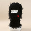 Single Hole Knitted Hat Mask Embroidery Love Headgear