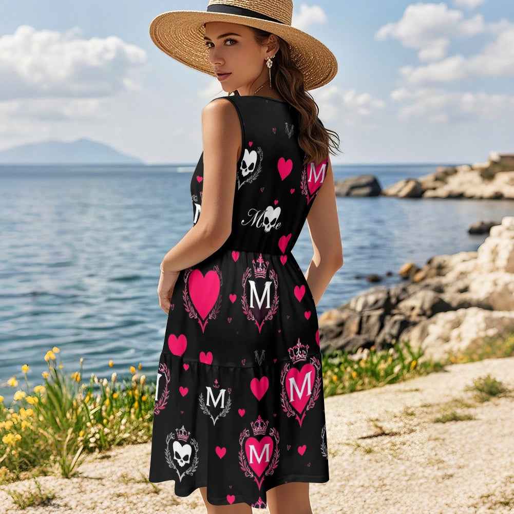 MUNSIEUR Women's Sleeveless Patchwork Dress Valentine's Day Collection