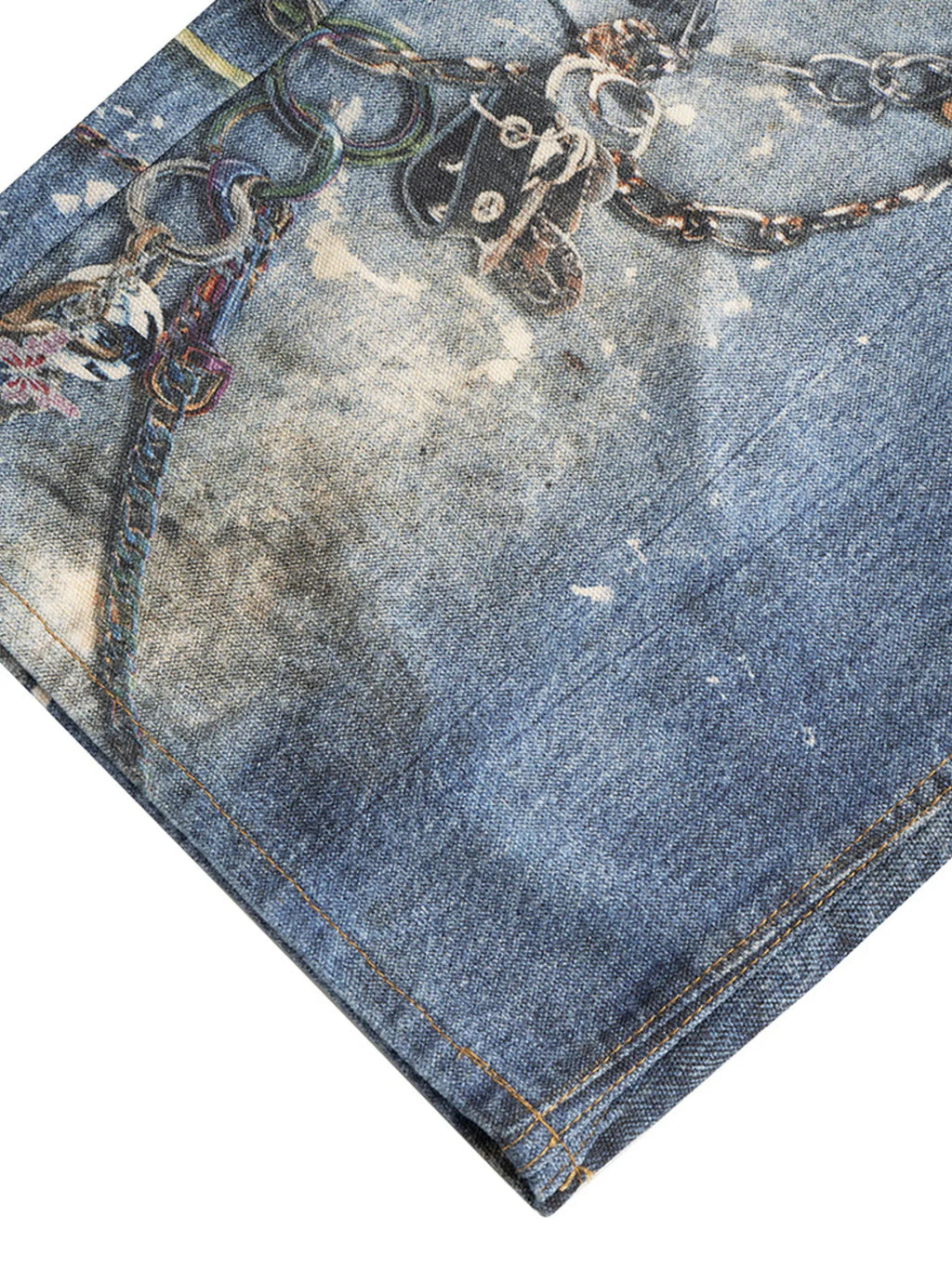 Men's Chain Print Denim Shorts