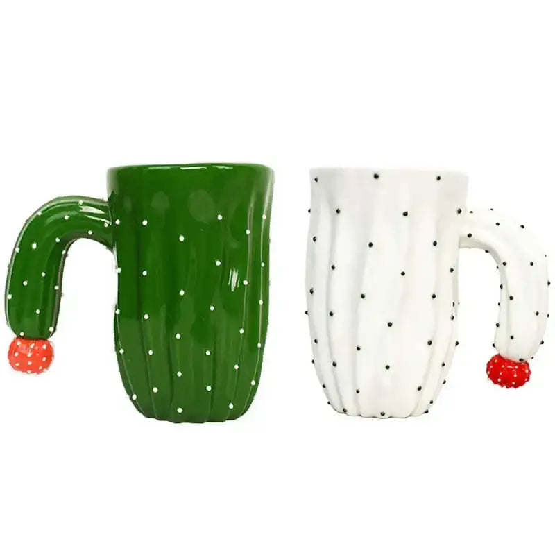 3d cactus style ceramic mug kitchen green & white polka dot cup