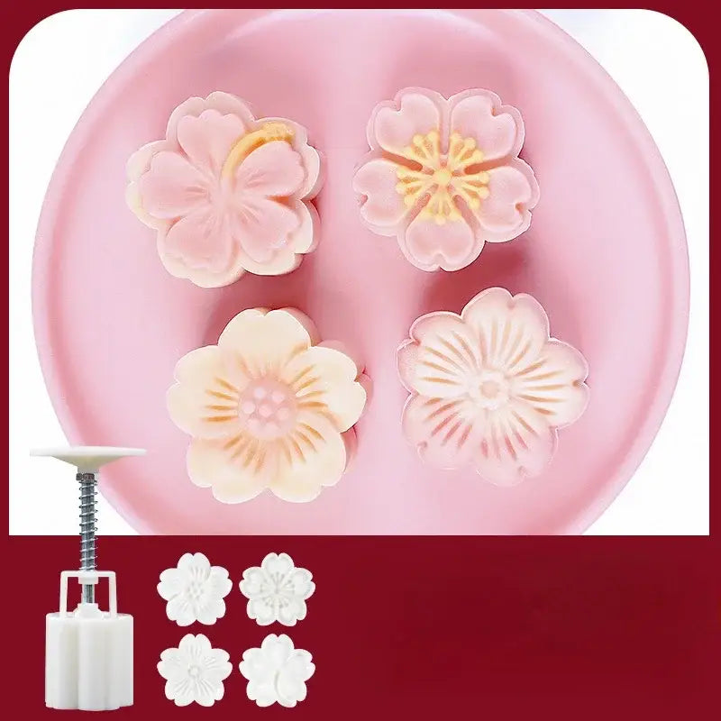 3d cherry blossom mooncake mold for kitchen baking