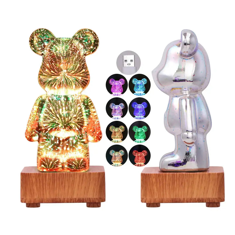 3d firework bear night light – bedroom color changing led lamp