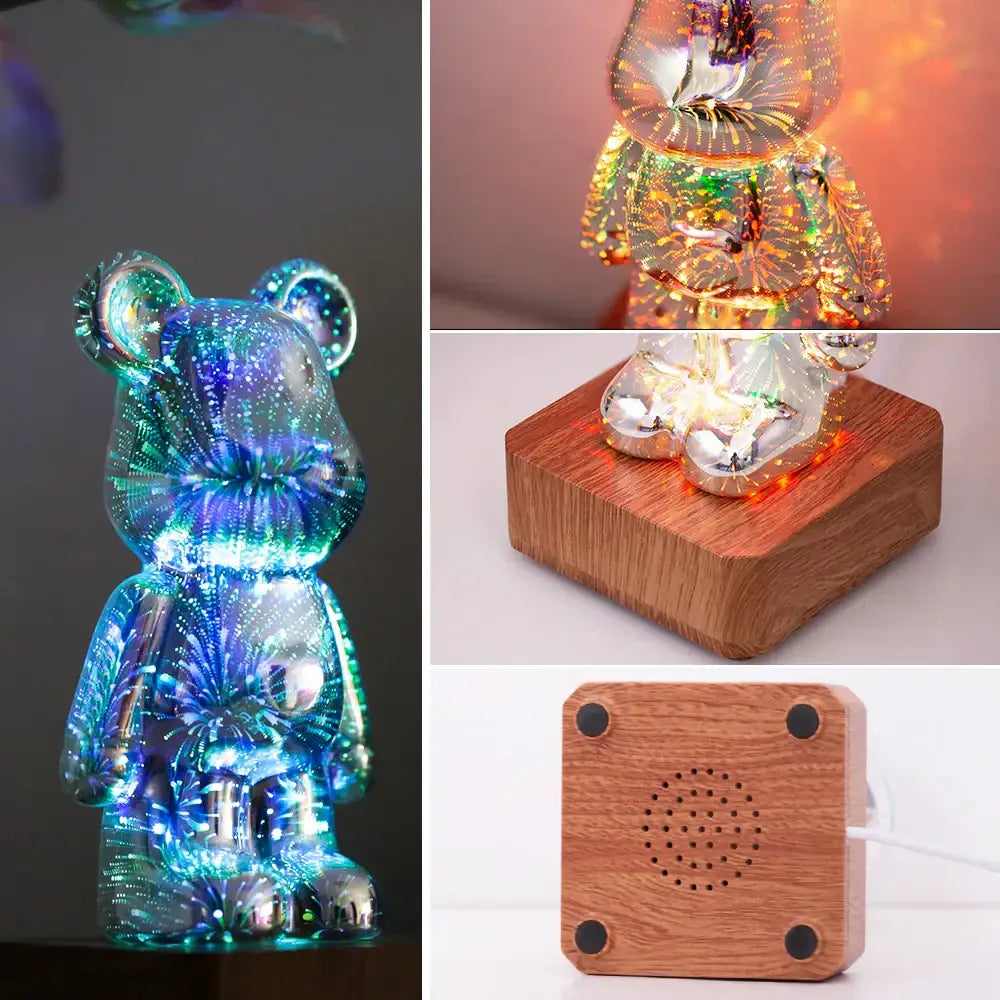 3d firework bear night light – bedroom color changing led lamp