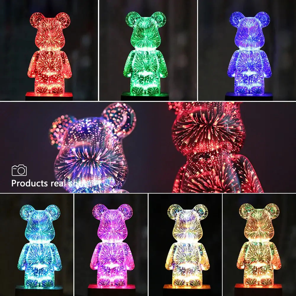 3d firework bear night light – bedroom color changing led lamp