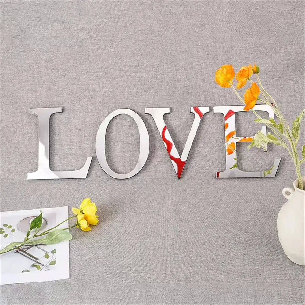 3d gold & silver mirror letters wall stickers – living room decor