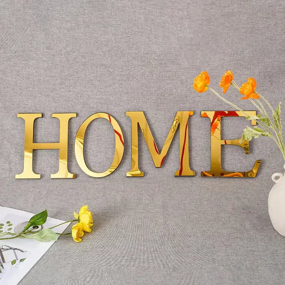 3d gold & silver mirror letters wall stickers – living room decor