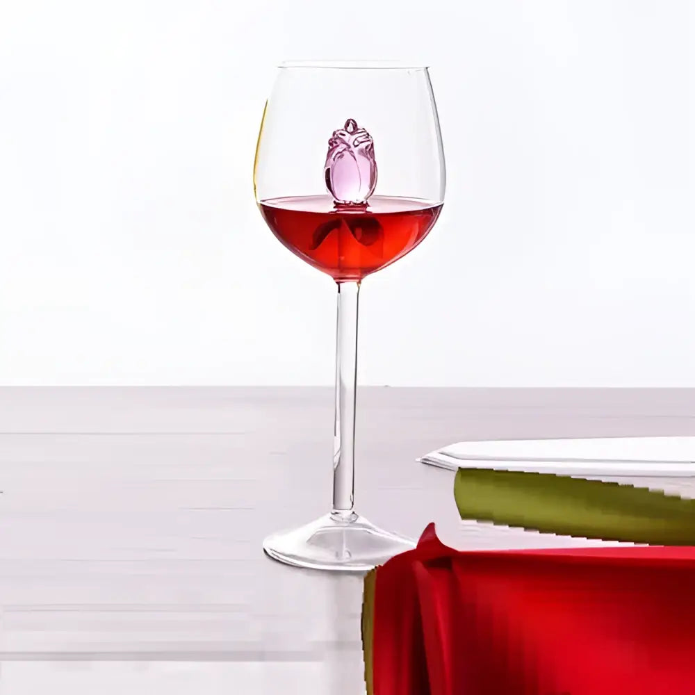 3d pink glass rose wine goblets dining room drinkware set