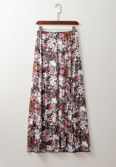 MUNSIEUR Floral Maxi Skirt - Luxury Elastic Waist Skirt for Women