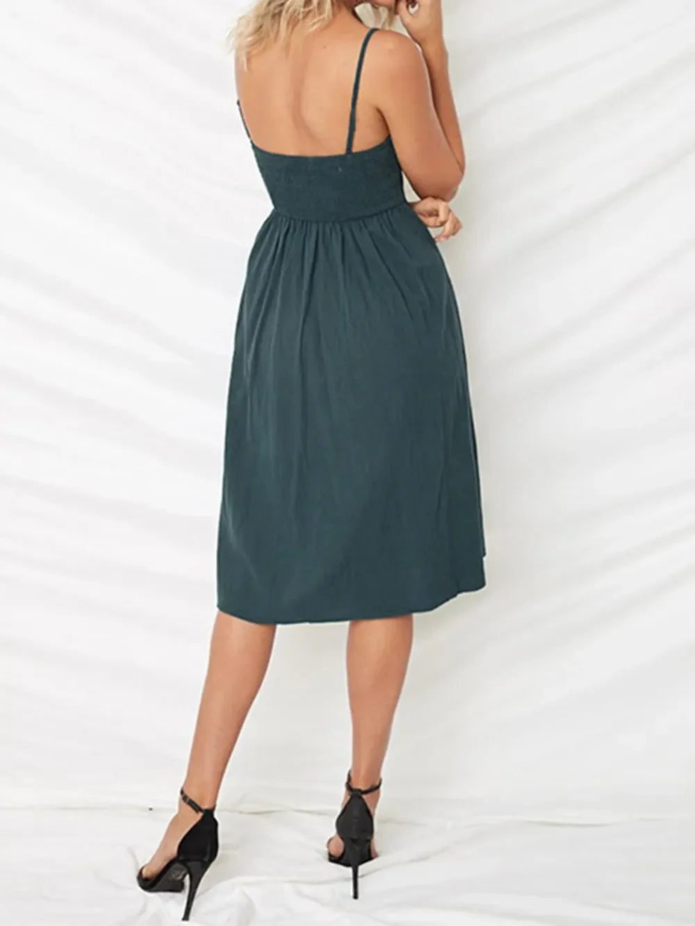 Cutout Smocked Neck Cami Dress