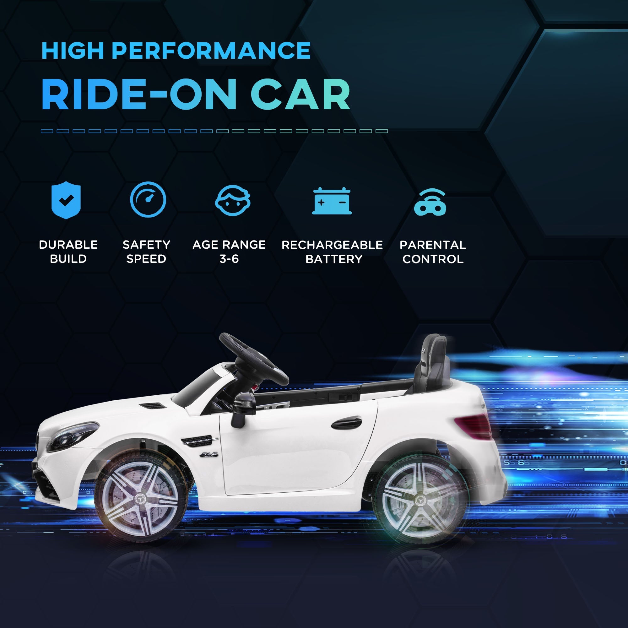 Electric Ride-On Car for Kids with Remote Control, Dual Motors, Music and Lights