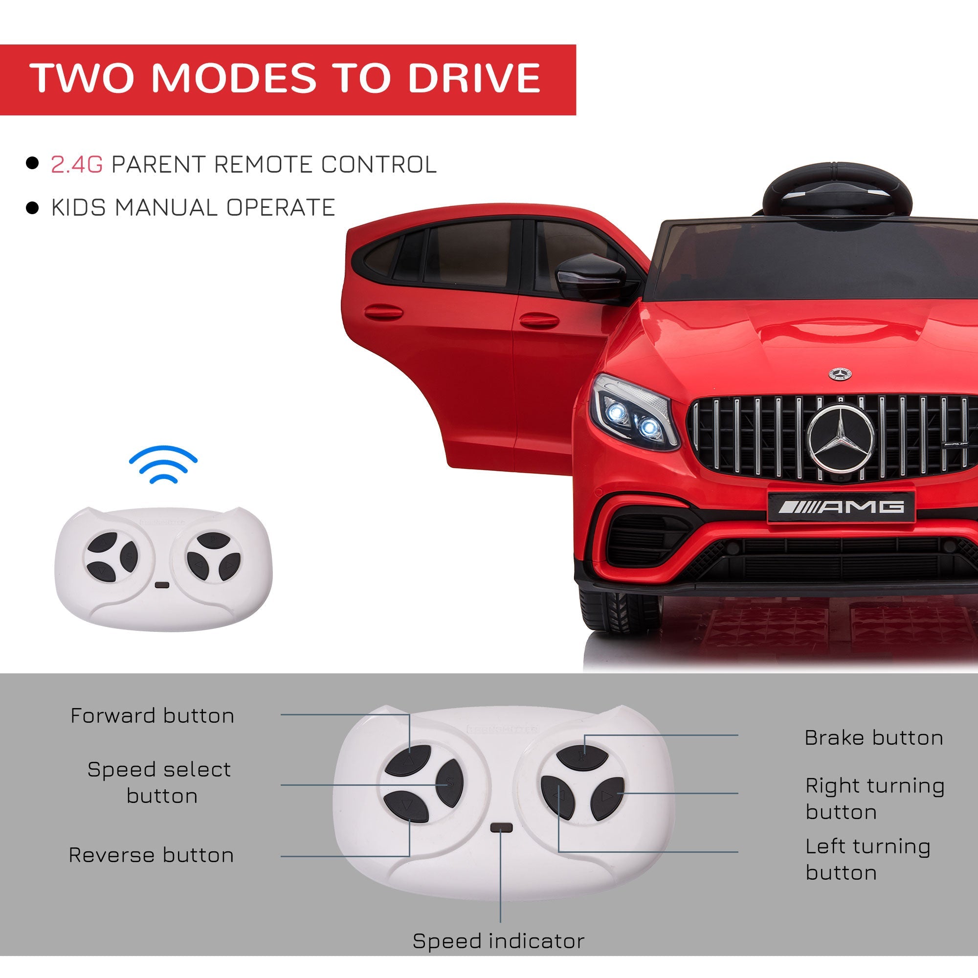 Mercedez-Benz 12V Kids Ride-On Car with Remote Control, Music, and Lights - A Premium Driving Experience for Young Ones