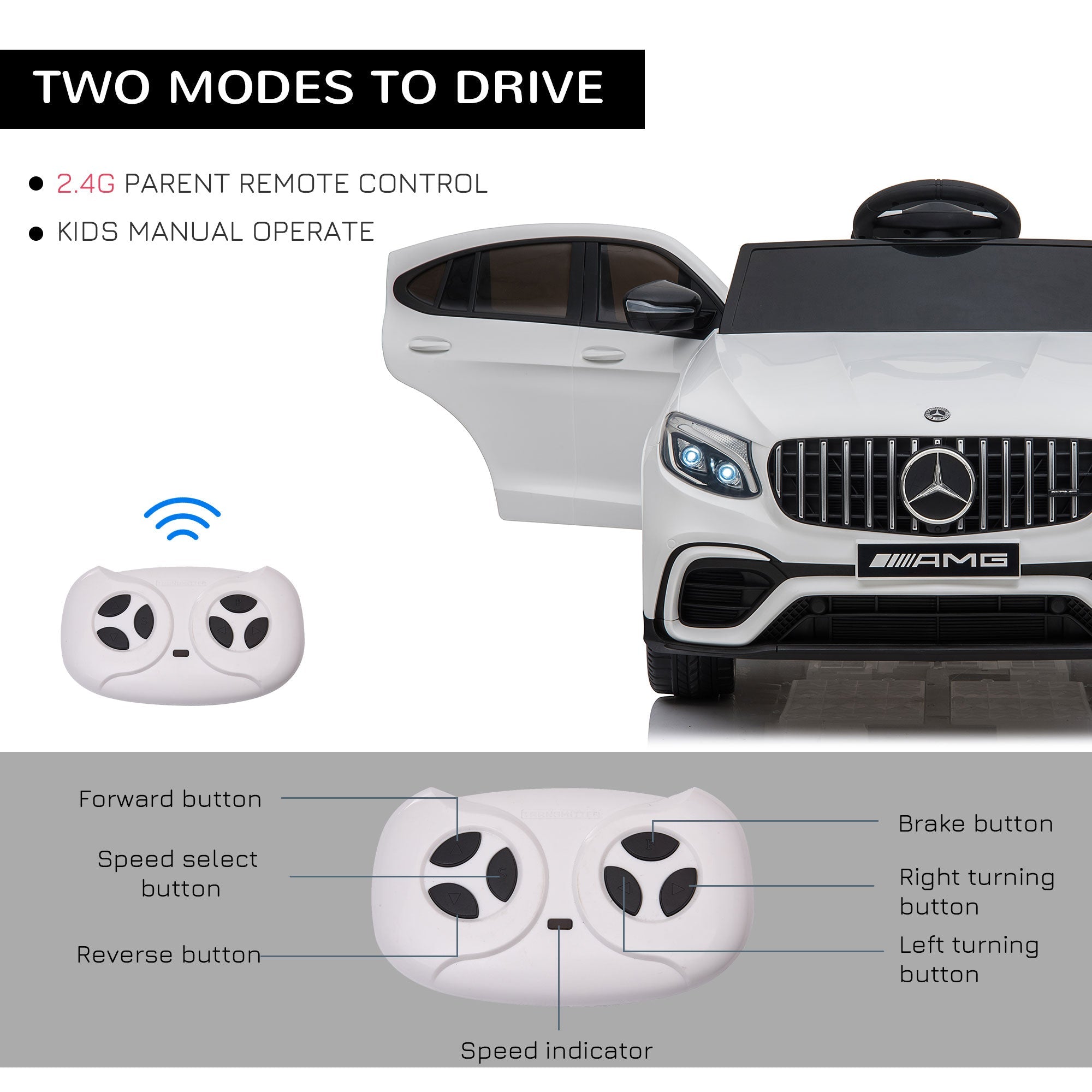 Mercedez-Benz 12V Kids Ride-On Car with Remote Control, Music, and Lights - A Premium Driving Experience for Young Ones