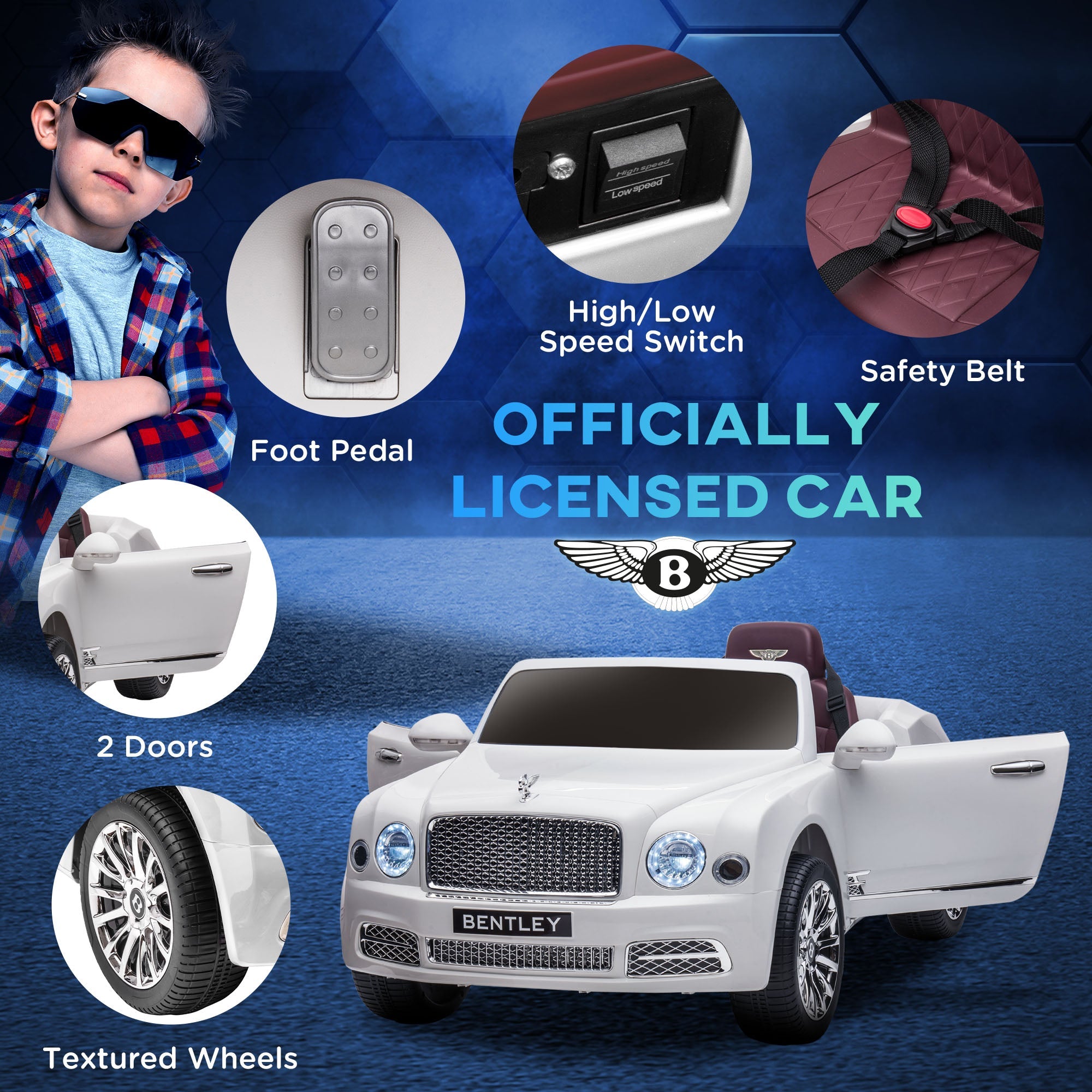 Bentley Mulsanne 12V Electric Ride On Car with LED Lights and MP3 Player
