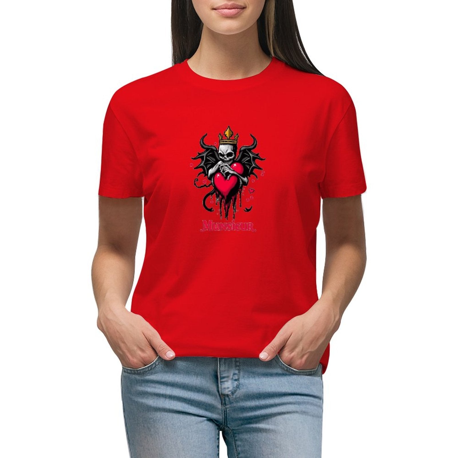 Munsieur Women's T-shirt "Queen" Bleeding Collection for Valentine's Day Embroidered