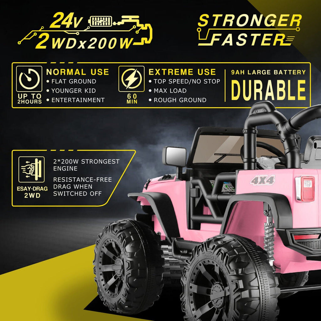 400W 2-Seater Electric Ride-On Truck with LED Lights for Kids (24V)