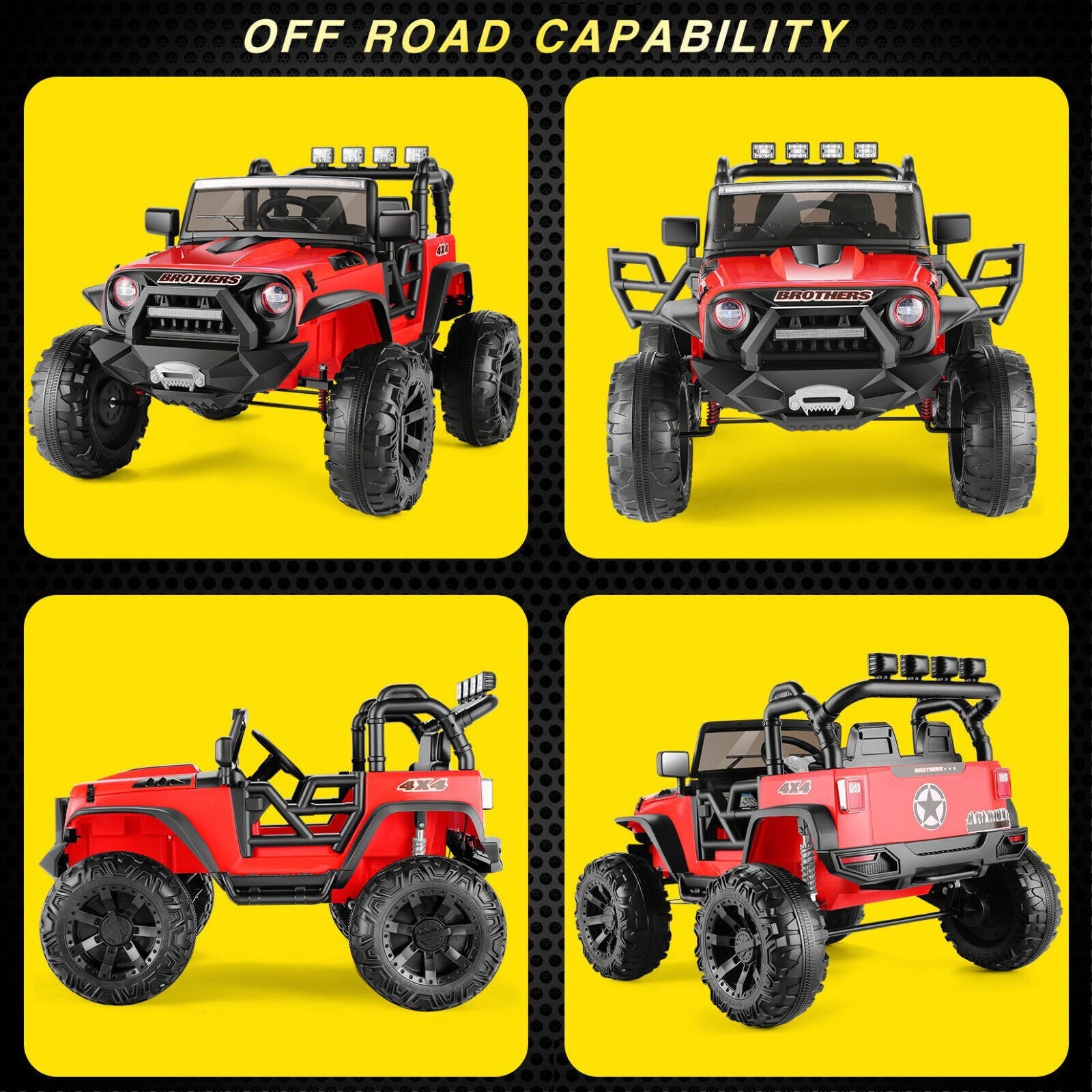 400W Electric Ride On Jeep for Kids with Remote Control, LED Lights, and MP3/USB