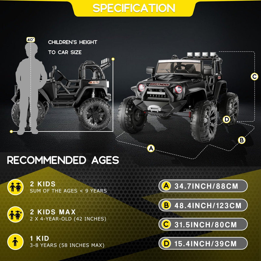 400W Electric Ride On Jeep for Kids with Remote Control, LED Lights, and MP3/USB