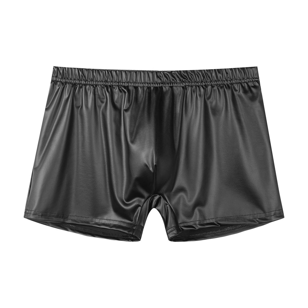 Men's Close-fitting Matte Soft Faux Leather Square Slim Leather Underwear