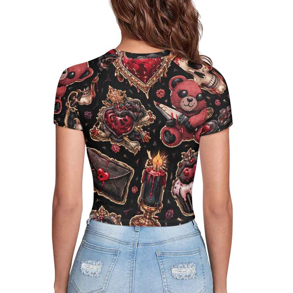 MUNSIEUR Tight cropped navel-baring T-shirt Valentine's Day Collection