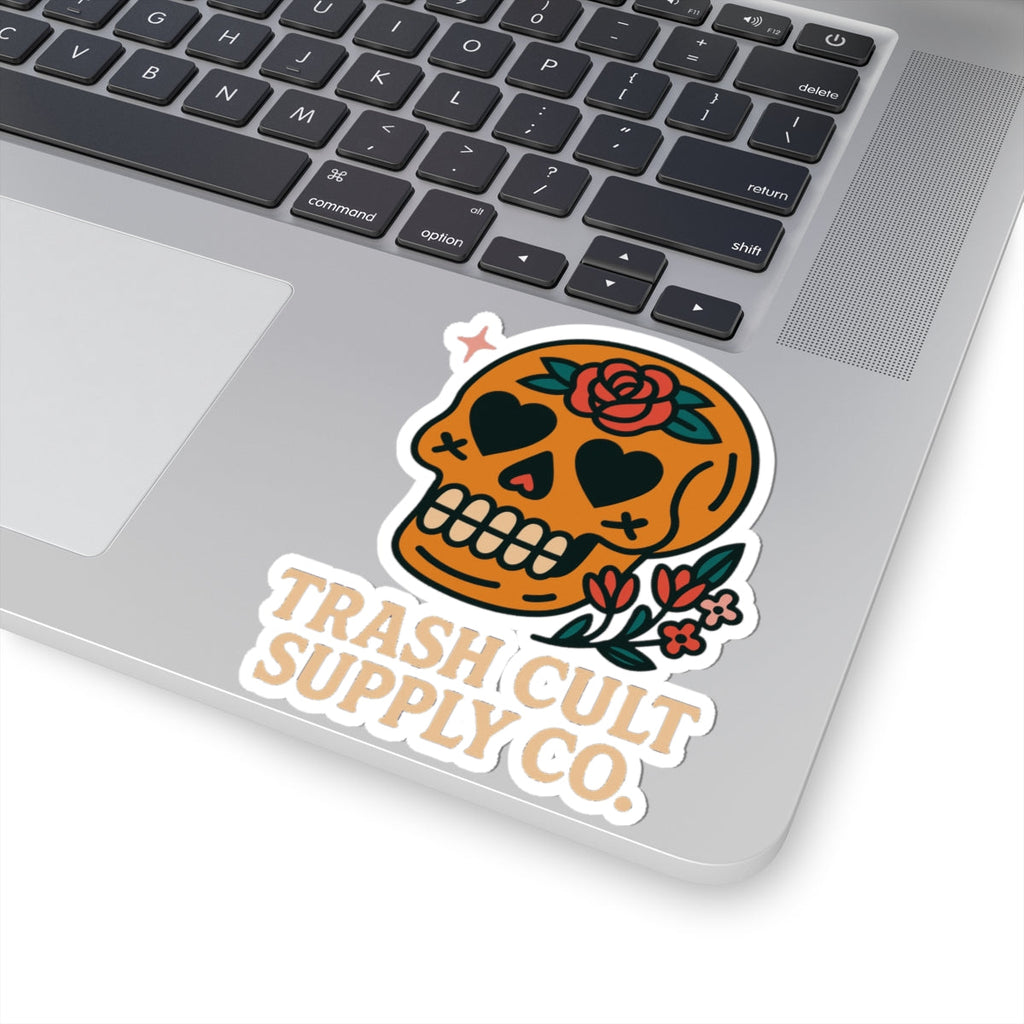 Eye-Catching Kiss-Cut Stickers for Unique Decor, Laptop, Water Bottles, Gifts, Trash Cult Supply Co. Skull Design