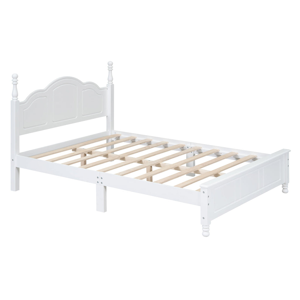 Full Size Wood Platform Bed Frame,Retro Style Platform