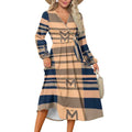 MUNSIEUR V-Neck Long Sleeve Tie Waist Midi Dress