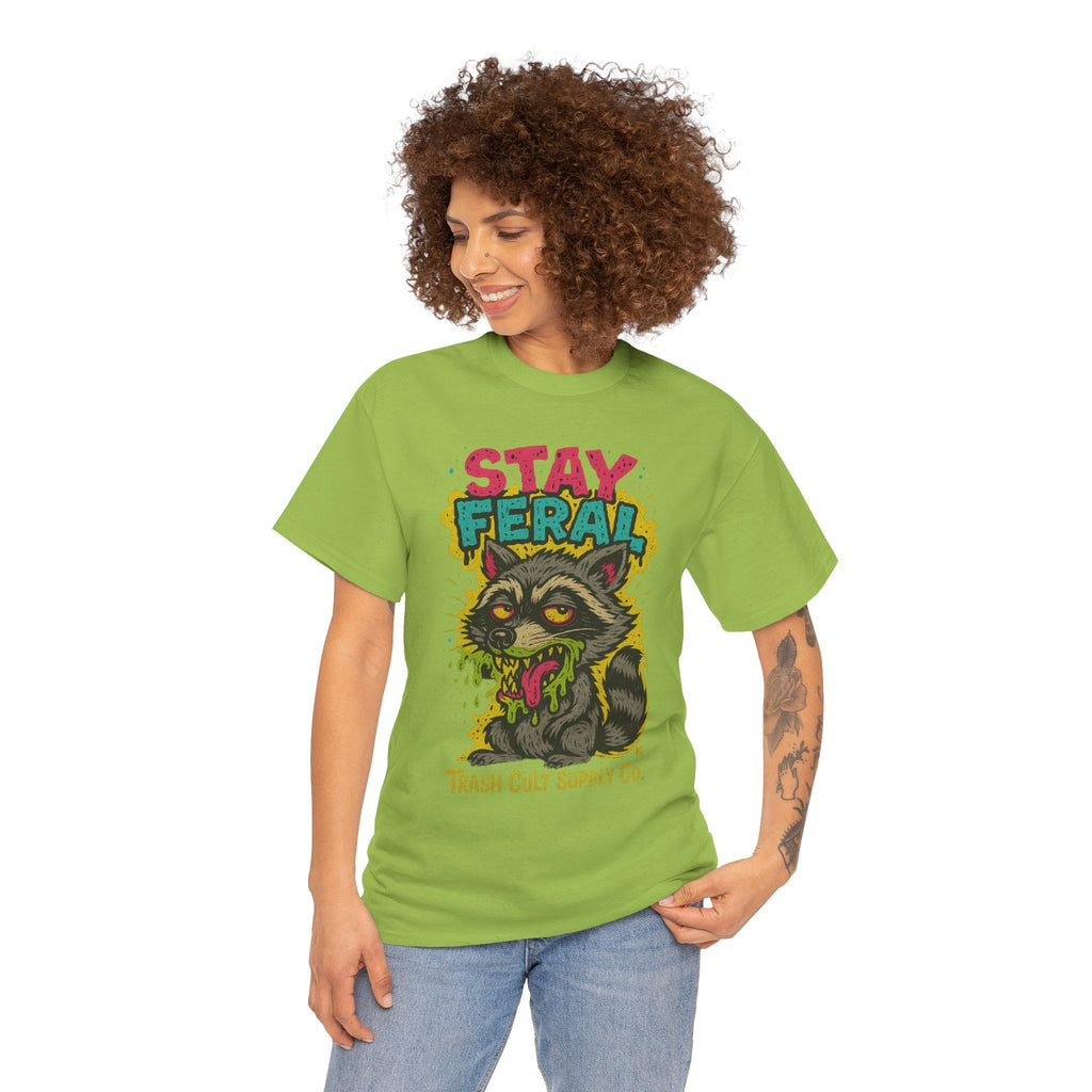 Stay Feral Raccoon Lowbrow Tee – Trash Cult Supply Co. | Gildan 5000