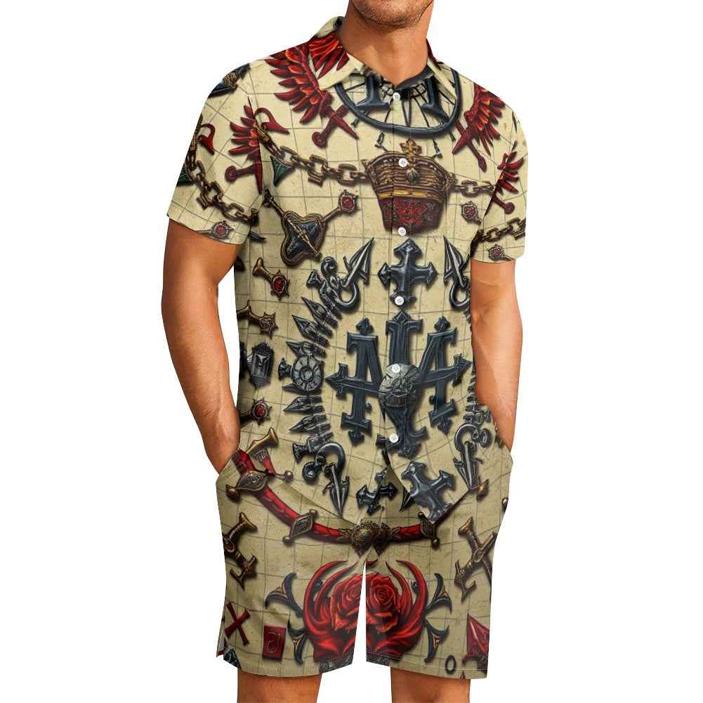 Men's Casual Set - Two Piece Shorts Outfit for Beach & Pool