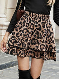 MUNSIEUR Leopard Print Ruffled Skirt - Luxury Animal Print Skirt for Women