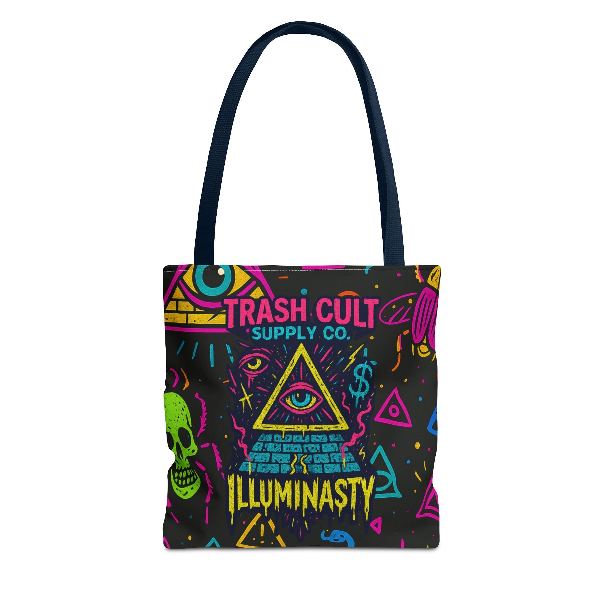 Illuminasty Drop Neon Tote Bag – All-Seeing Eye, Skulls & Symbols | Trash Cult Supply Co.