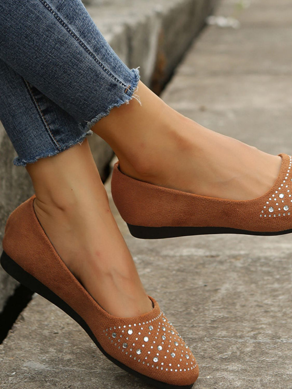 Women's Rhinestone Flats Slip-Ons