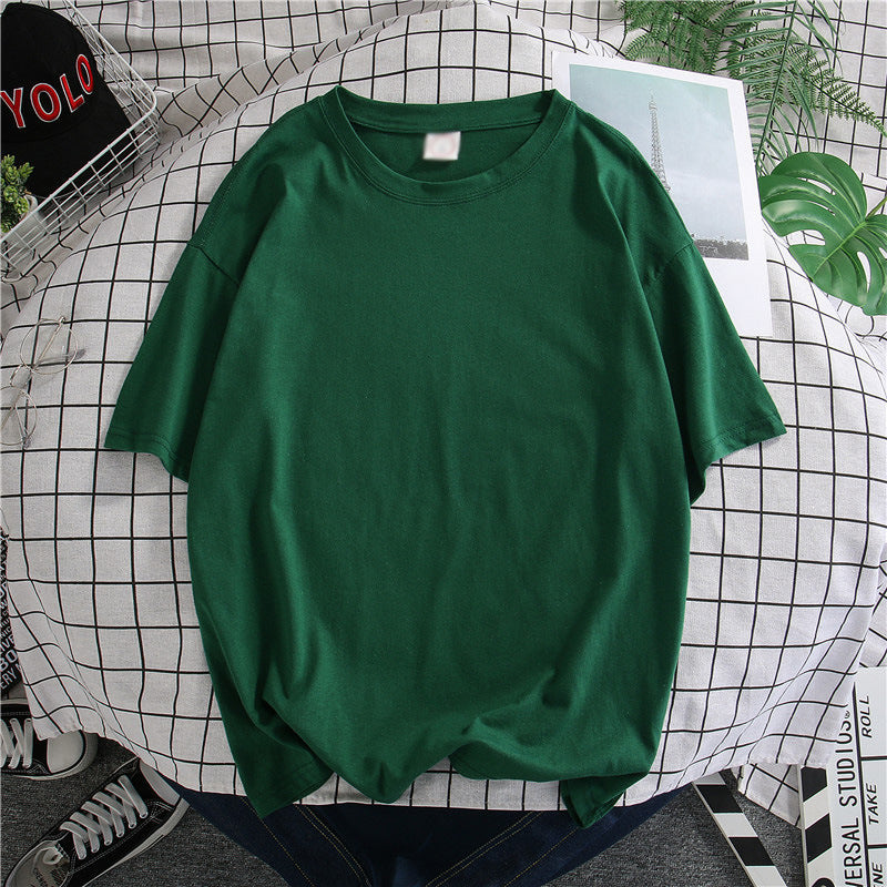 Hong Kong Style Solid Color Short-sleeved T-shirt Men