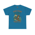 Stay Feral Surf Shirt – Retro Raccoon Beach Tee – Trash Cult Supply Co – Gildan 5000