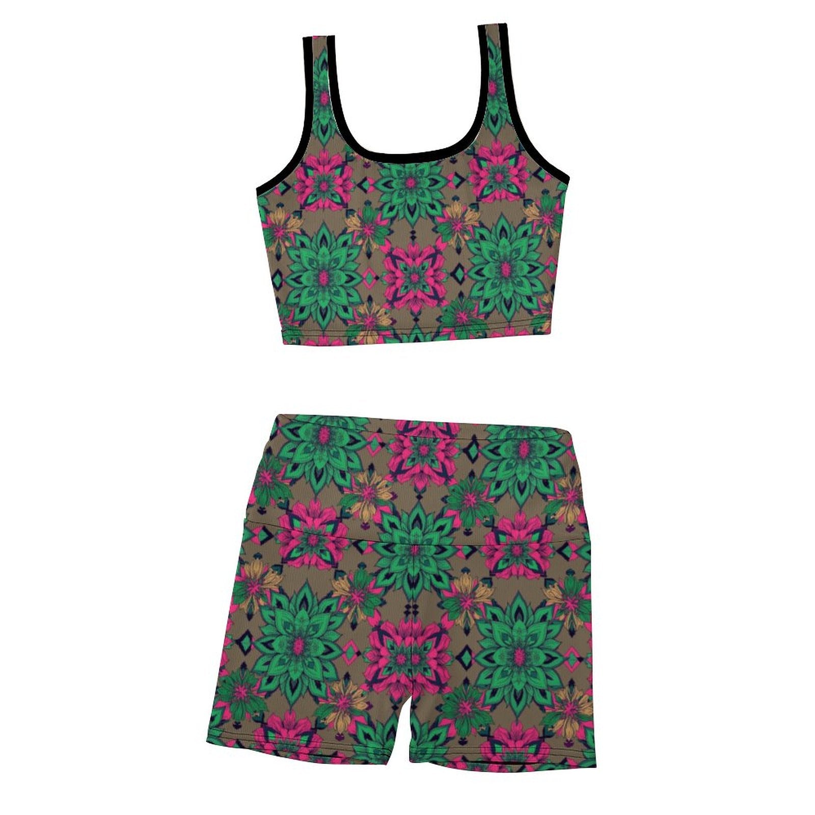 Munsieur Custom Printed Patterned Ribbed Yoga Sets