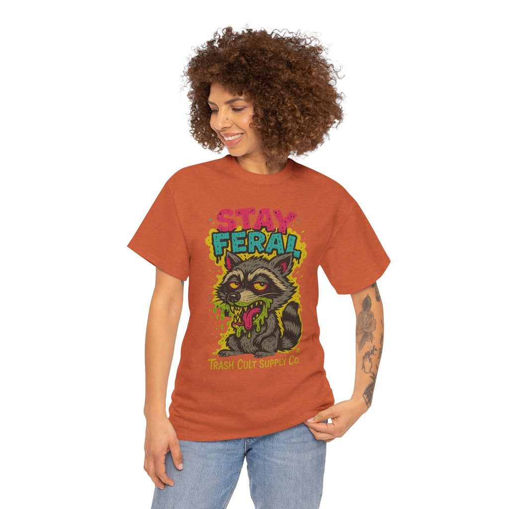 Stay Feral Raccoon Lowbrow Tee – Trash Cult Supply Co. | Gildan 5000