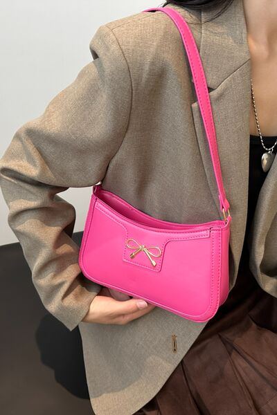 Bow Trim PU Leather Shoulder Bag