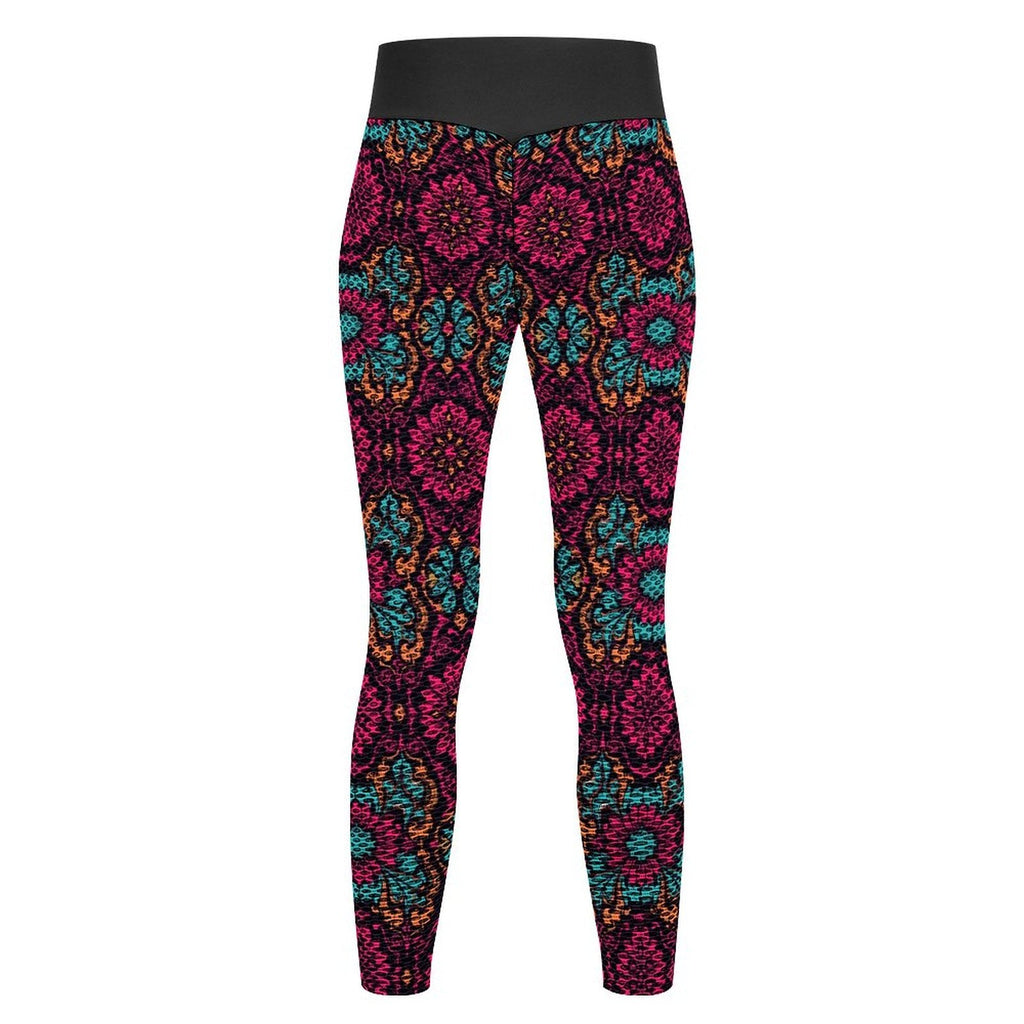 Munsieur Custom Printed Honeycomb Textured Yoga Leggings for Women