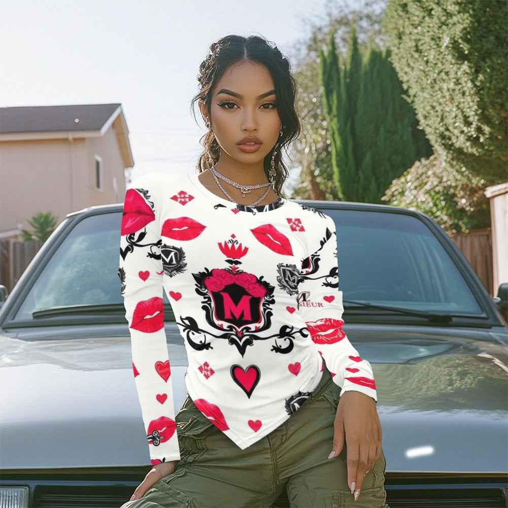 MUNSIEUR Long-Sleeved Irregular Slim Fit T-shirt Valentine's Day Collection New Arrivals