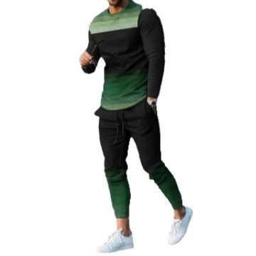 Men's Ethnic Style Printed Long Sleeve Jogger Set